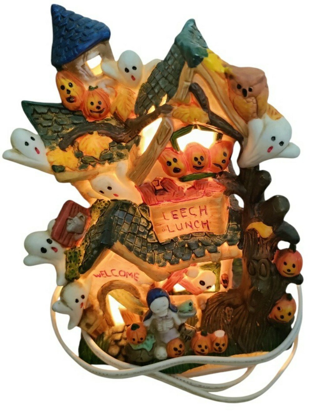 Vintage 90s Spooky Hollow Lighted porcelain Haunted House